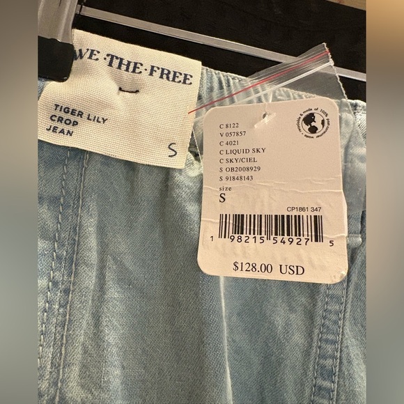 Free People We The Free Lily Fields Cinch Jeans Small Color: Liquid Sky NWT - Picture 8 of 8